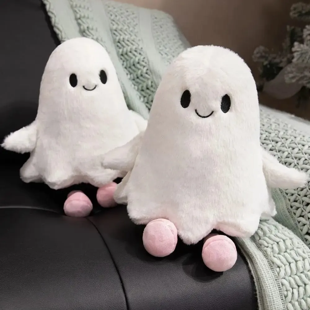 Simulation Little Ghost Plush Doll Fluffy Handmade Cartoon Ghost Doll Toy Comfortable Soft Holloween Ghost Pillow