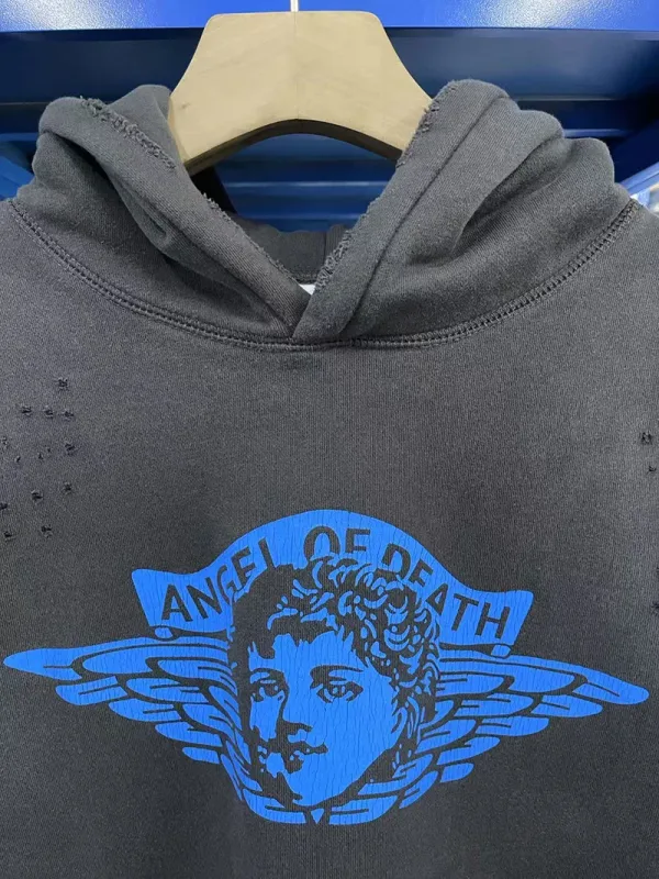 25FW Washed Grey SAINT Hoodies Men Woman Oversize Streetwear Damaged Hooded Pullovers Graphic Print Sweatshirts