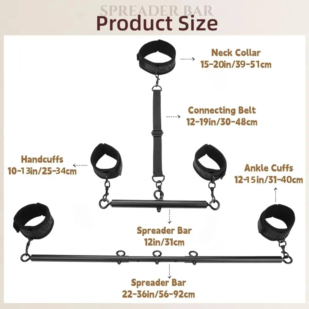 Spreader Bar Sex Toy With Wrist Ankle Neck Collar Restraint Kits Adjustable Handcuffs Collar Bondage Set BDSM For Adult Couple