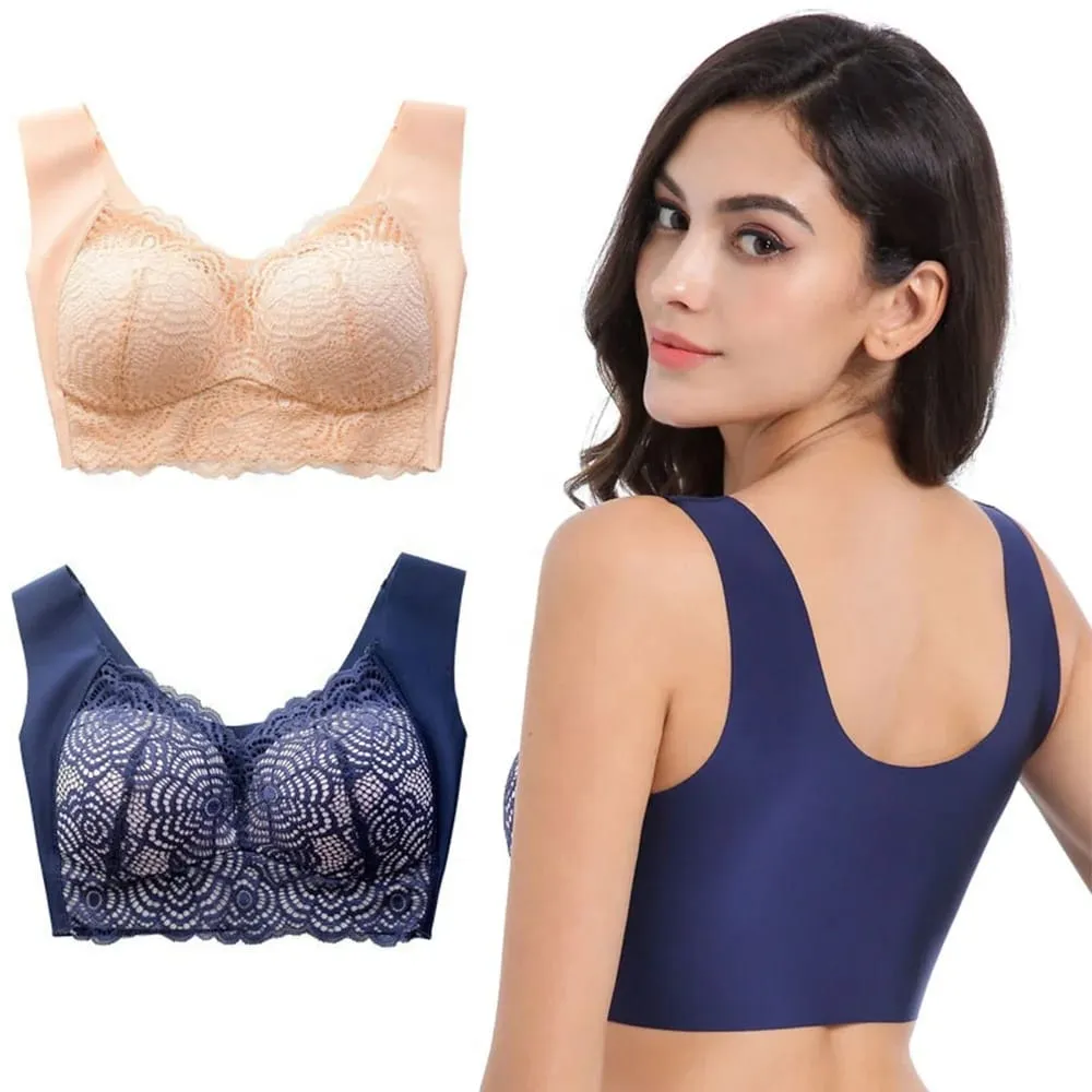 Sexy Plus Size Underwear Seamless Lace Bras Top Wireless Thin Cup Brassierer Sleep Vest Lingerie C D Cup