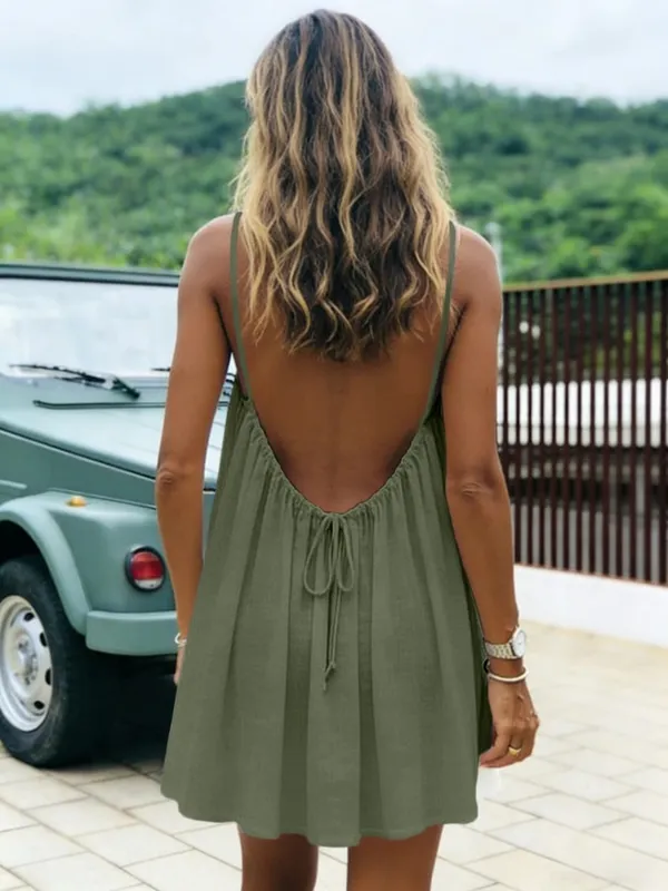 New Women's Off-Shoulder Loose Dress Pure Color Strap Casual Fashionable Summer Gown Cross-Border Loose Fit Maxi Dress — image 12