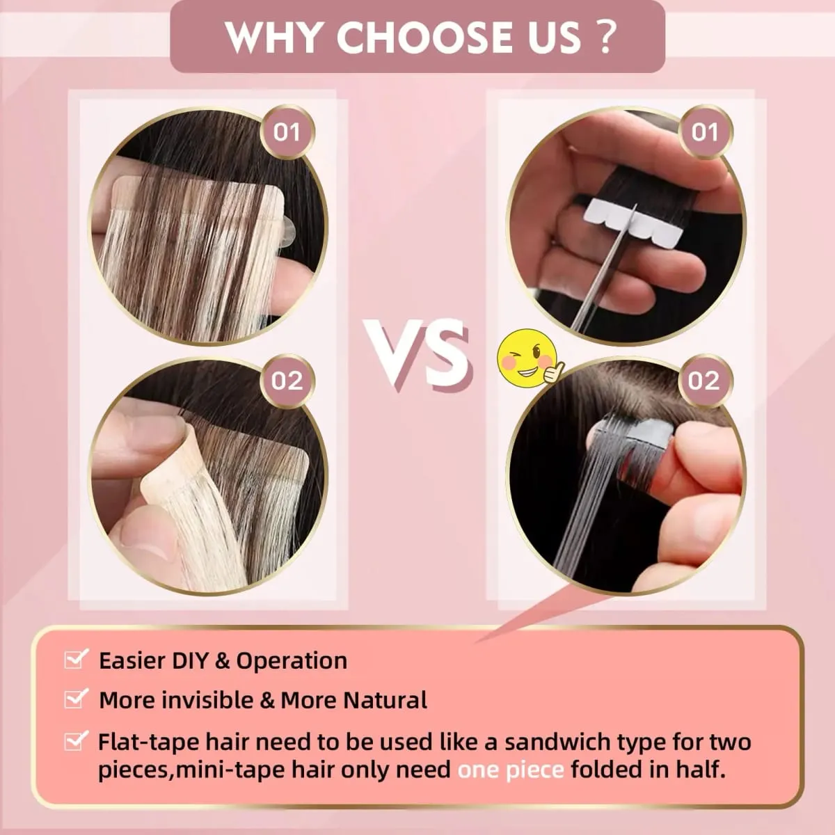 Straight Mini Tape In Human Hair Extensions Seamless Mini Tape 100% Natural Real Invisible Adhesive Tape Ins For Women 26 Inches