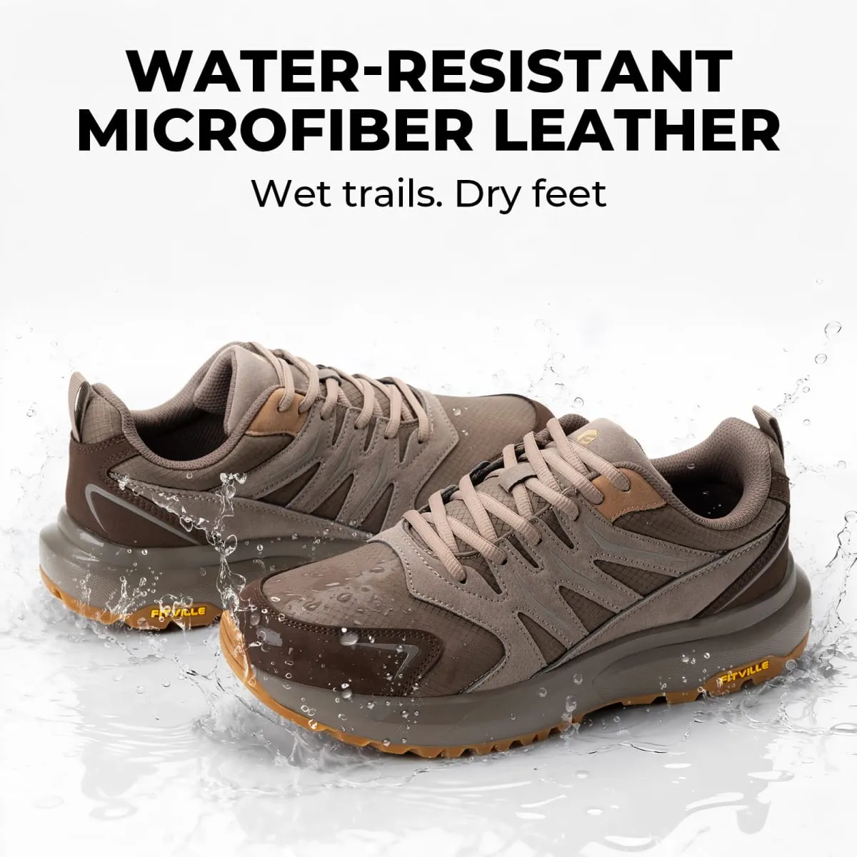 Fittington Men's Wide Hiking Shoes For Men Outdoor Walking Trekking Trails Shoes Non-slip Sports Sneakers With Arch Support