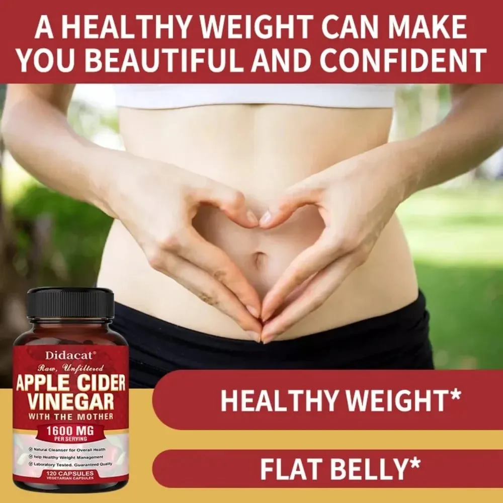 Apple Cider Vinegar Capsules Detoxify Relieve Bloating and Constipation Help Weight Management Promote Digestive Health