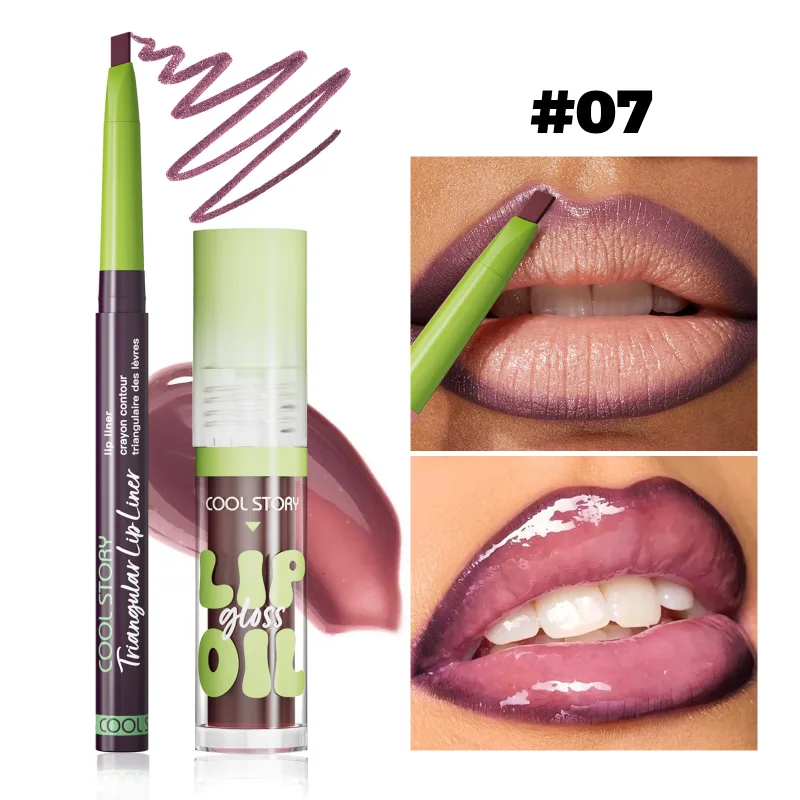 2ks Lip Liner Lesk na rty Sada rtěnek 2 v 1 Smooth Lips Contour Makeup Kit Matná tužka na rty pro ženy Plumping Oil Combo Cosmetic — image 13