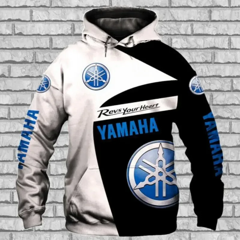 Yamaha men's 3D printed motorcycle hooded pullover shirt suitable for street wear and motorcycle riding