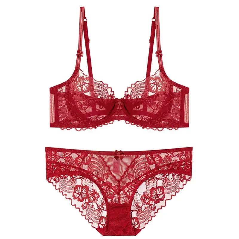 Ladies Delicate Purple Lace Push Up Underwear Set Victorian Style Soft Underwire Anti-sagging Ultra Thin Bralette Set — image 6