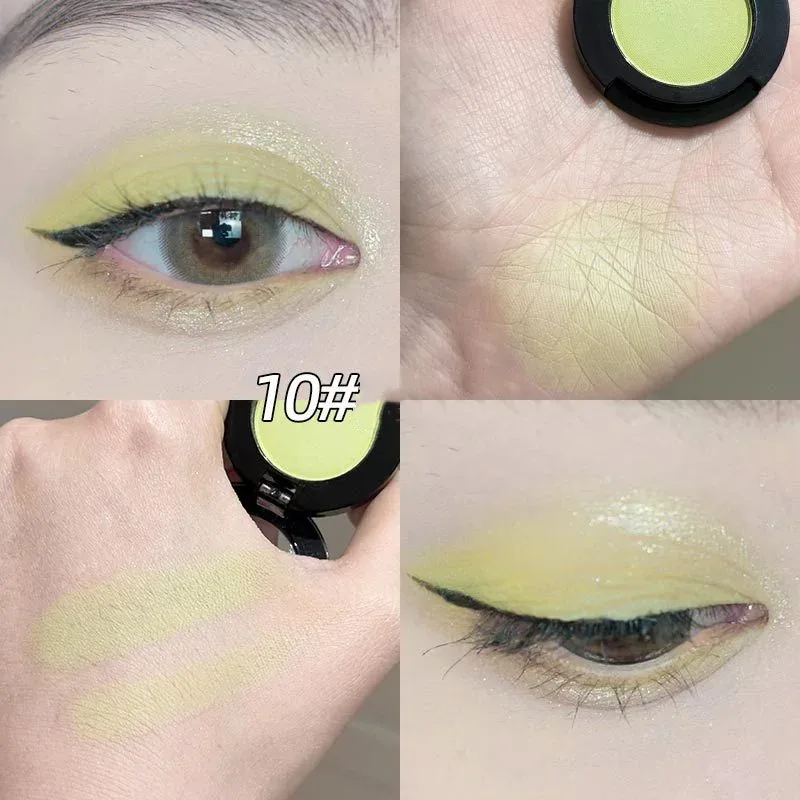 Monochrome Matte Brown Eyeshadow Makeup Waterproof Lasting Shiny Green Eye Makeup Natural Brighten Eyeshadow Highlighter Palette