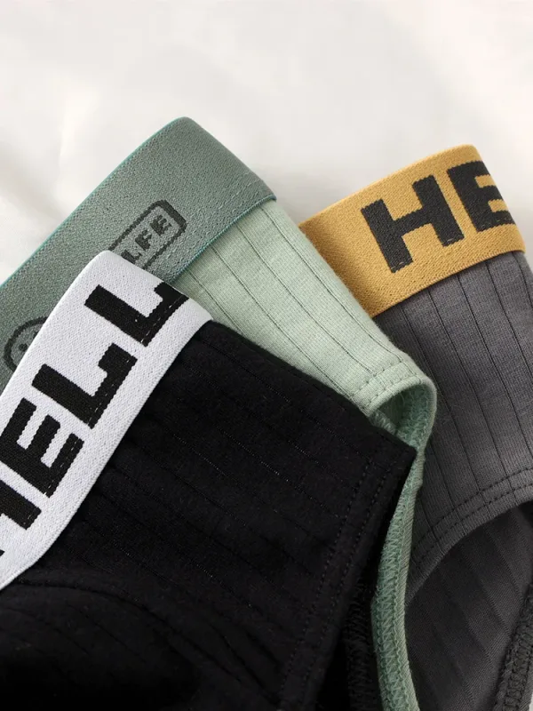 5er-Pack Baumwoll-Slips für Herren mit HELLO-Bund und strukturiertem Design für bequeme Unterwäsche