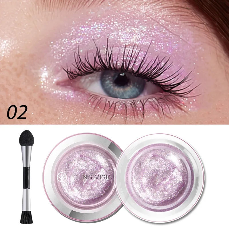 1pcs Highlighter Liquid Eye Shadow Waterproof Non-Greasy Long-Lasting Highlight & Smoky Eye Shadow with Makeup Brush