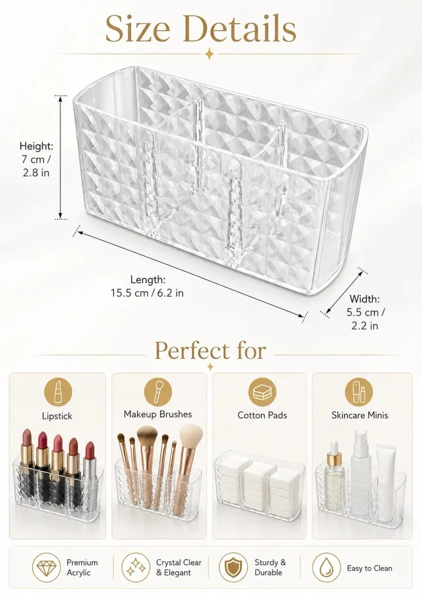 Layered Cosmetic Display Box Desktop Organizer with Compartments for Jewelry Makeup Brushes and Cosmetics