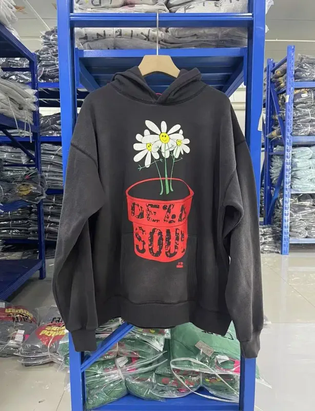 26FW SAINT x Ber B J Co-brand Big Logo Printed Women Men Washed Hooded Sweatshirt Hoodies Vintage Distressed Men Casual Hoodie