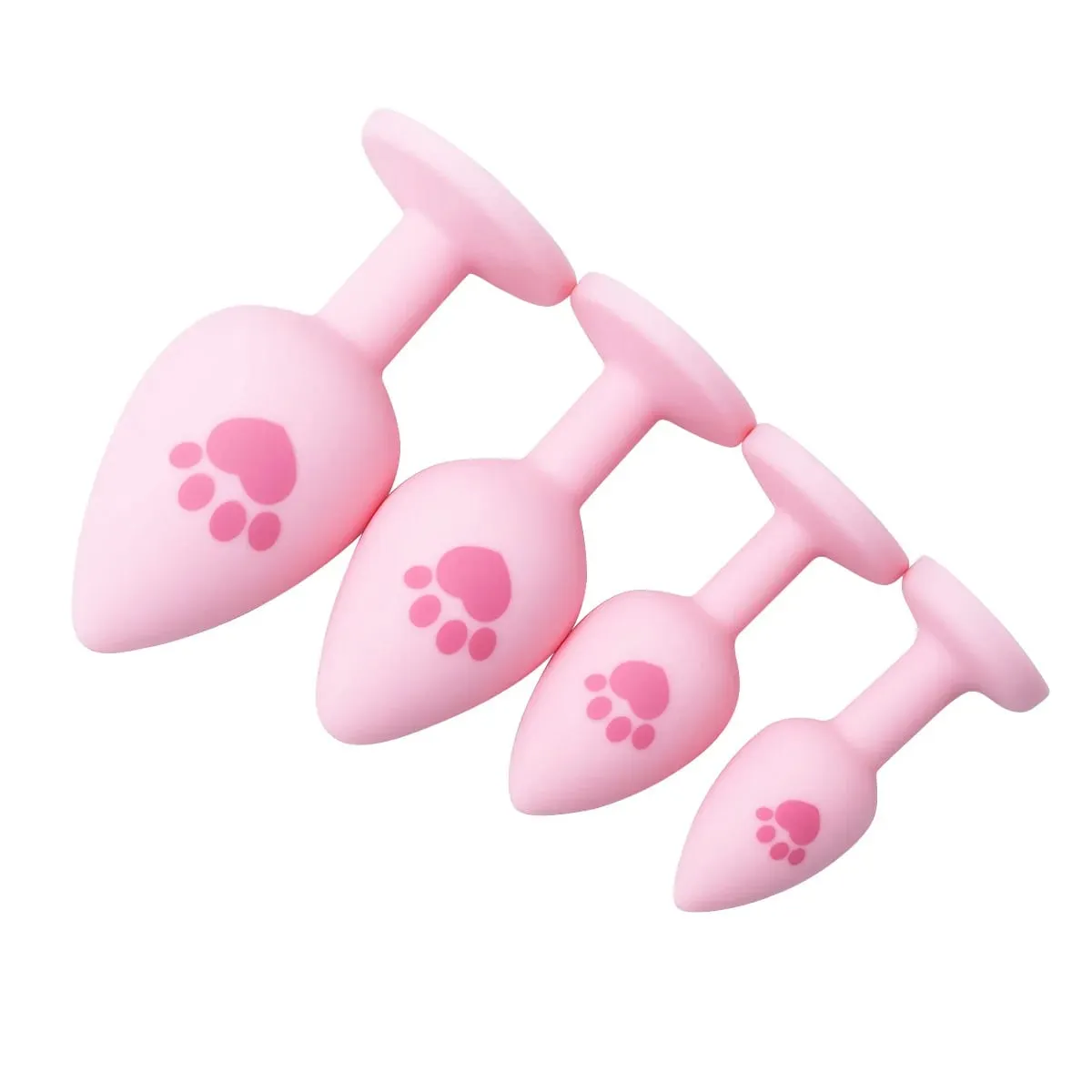 New 4 Sizes Cat Paw Silicone Anal Plug Pink Butt Plug Crystal Base Anus Dilator Expander Sex Toys For Woman Men Prostate Massage