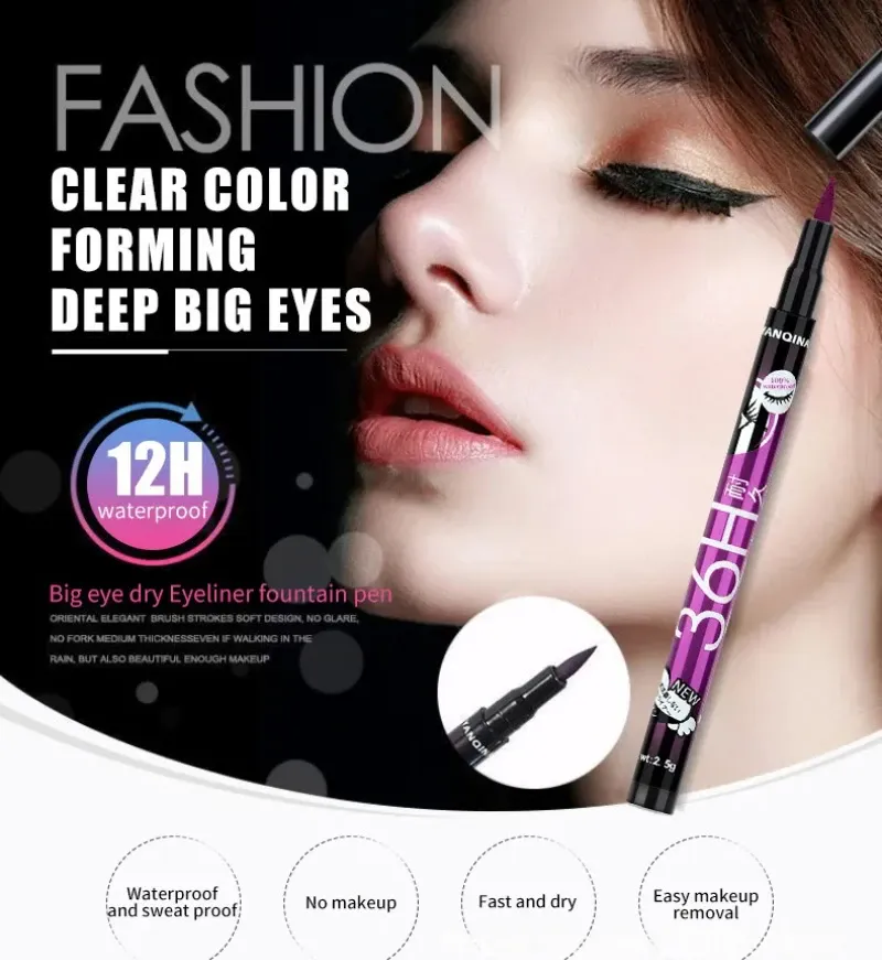 1 Pcs Long-Lasting Eye Liner Pencil - Waterproof Smudge-Proof Black/Brown Cosmetic Smooth Liquid Eyeliner for Beauty Makeup