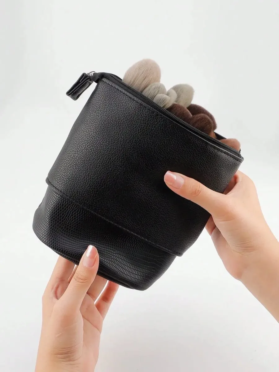 Large Capacity Foldable Standing Makeup Brush Bag Professional Tool Storage Pouch For 100 Brushes Portable Cosmetic Bag
