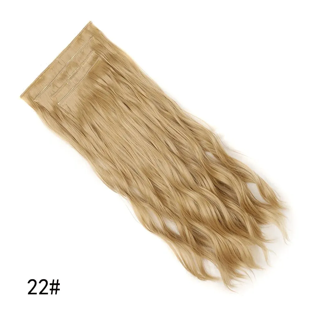 4 Pcs 22 Inch Clip in Hair Extensions Long Synthetic Wavy Curly Hairpieces Layered Soft Invisible Clip Ins Extensions for Women