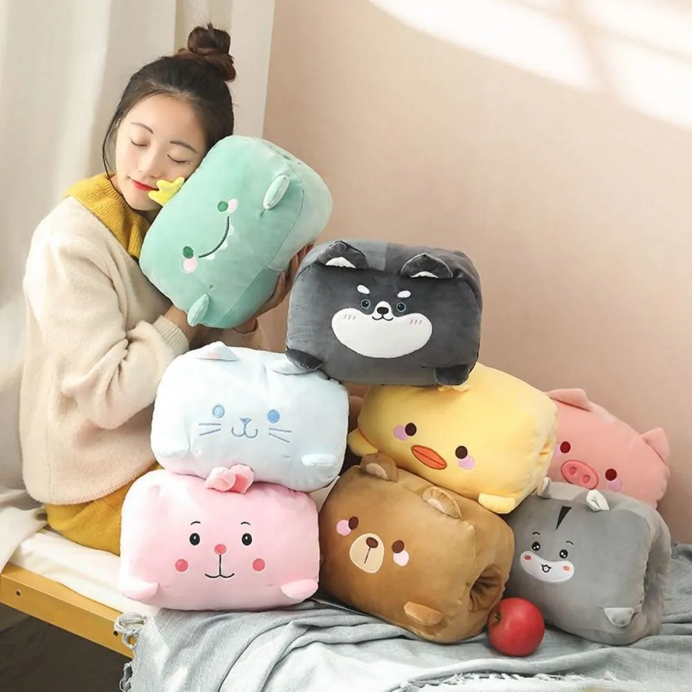 Creative Plush Toy Hand Warmer Plush Pillow Super Soft Keep Warm Office Nap Pillow Animal Cartoon Pillow Stuffed Toy Office