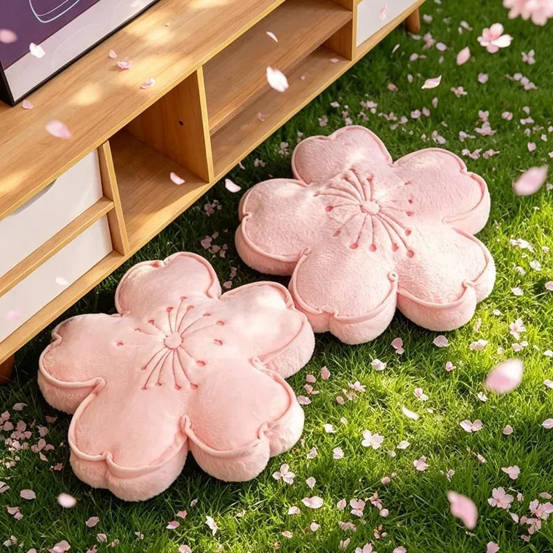 Cherry Blossom Plush Pillow Flower Stuffed Cushion Squishy Sofa Cushion Home Decor Toy Afternoon Nap Pillow Birthday Gifts
