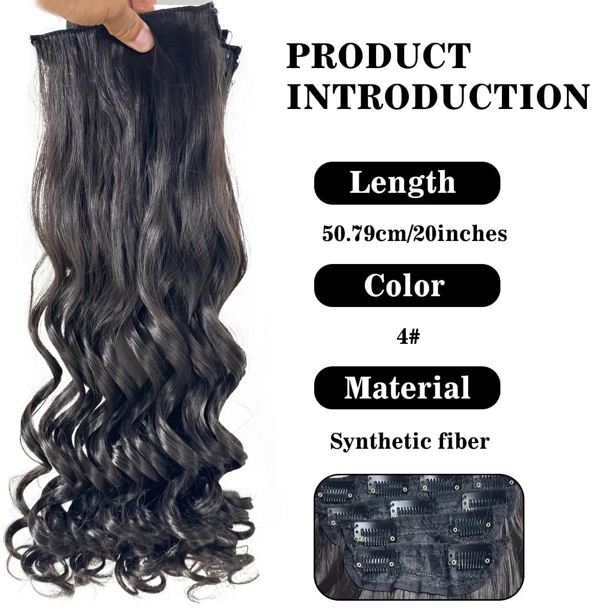 Synthetic Roman curls sandwiched in hair extension long curly wig women's hair extension hair piece daily party