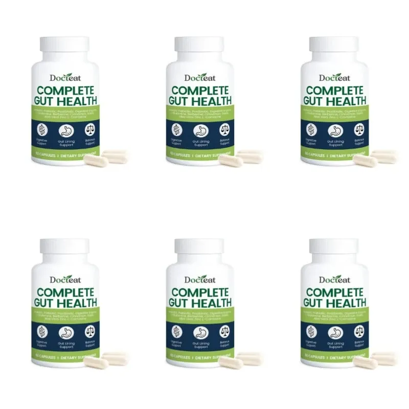 Docteat Complete Gut Health Capsules with Probiotic Prebiotic Postbiotic Digestive Enzymes for Gut Balance & Digestion 60 Count