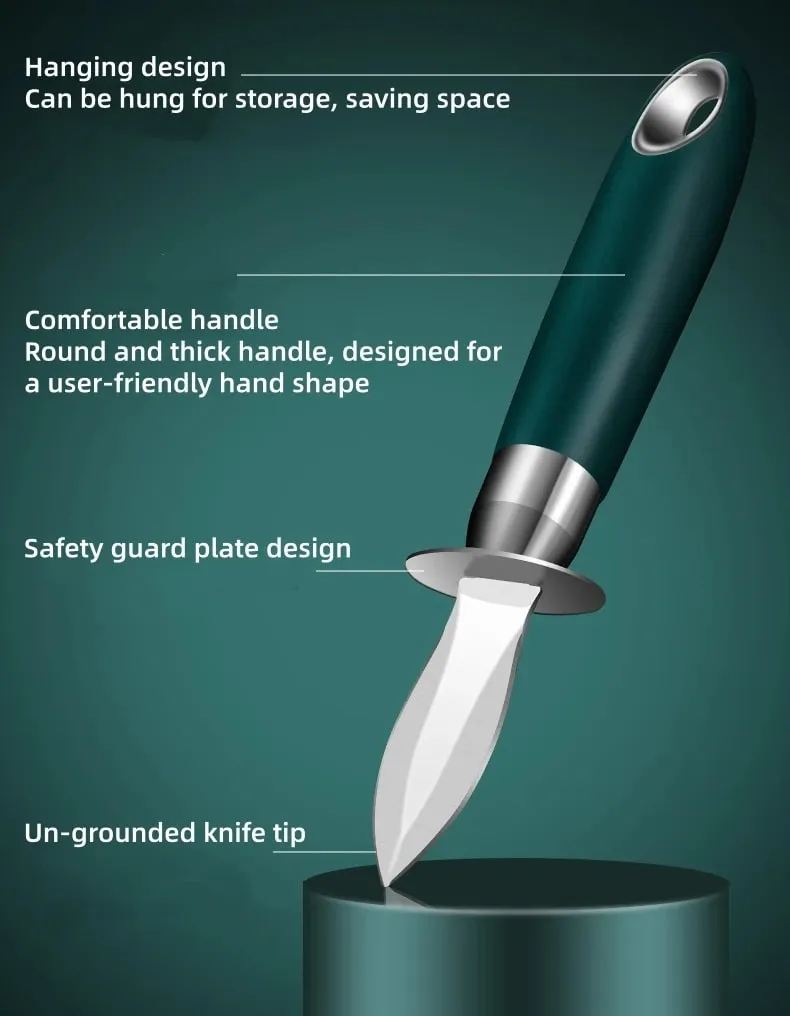 Stainless Steel Seafood Scallop Pry Knife with Handle Oyster Knives Sharp-edged Shucker Shell Seafood Opener Kitchen Tool