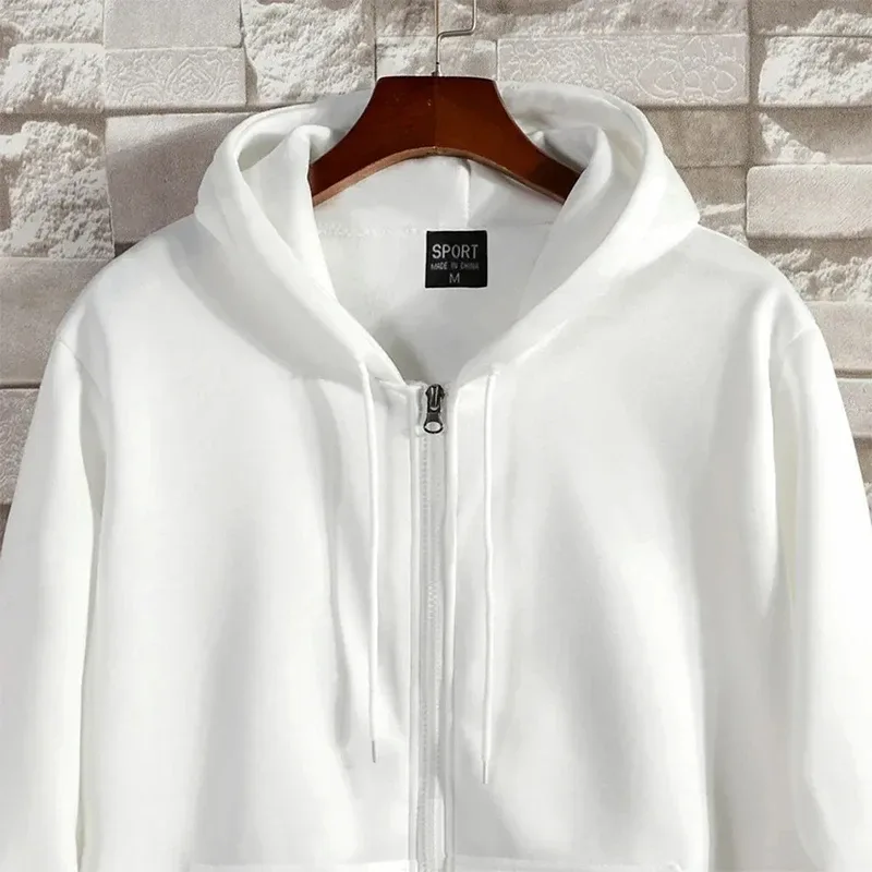 Zipper Hoodies Autumn Winter Men's Long Sleeve Hooded Sweatshirt Fashion Casual Male Outfit Sportwear Loose Villus Lining Clothe — image 4