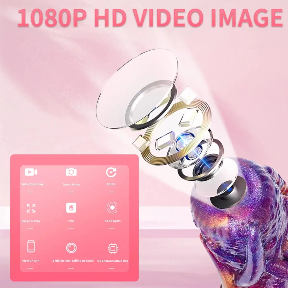 1080P HD Endoscope Camera Tentacle Dildo Octopus Anal Plug Spray Water Butt Plug Soft Silicone Adult Sex Toy for Women IP67