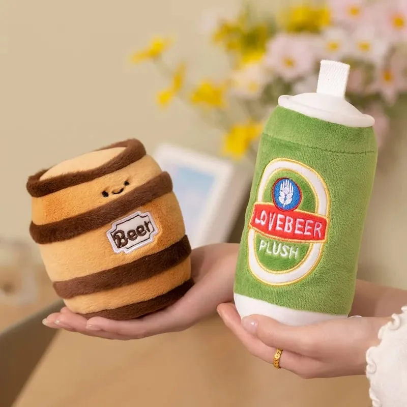 11~19cm Cute Beer Glass Bottle Drink Can Beer Barrel Plush Pillow Stuffed Kawaii Humanoid Plushie Party Prop Man Gift