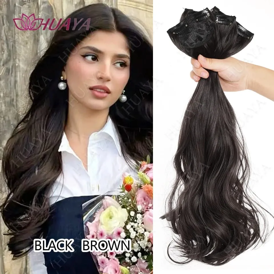 Clip In Hair Extensions 3 PCS Full Head 20/24 Inch Long Curly Wavy Synthetic Hair Pieces Natural Wavy For Women Girls Hair — image 10