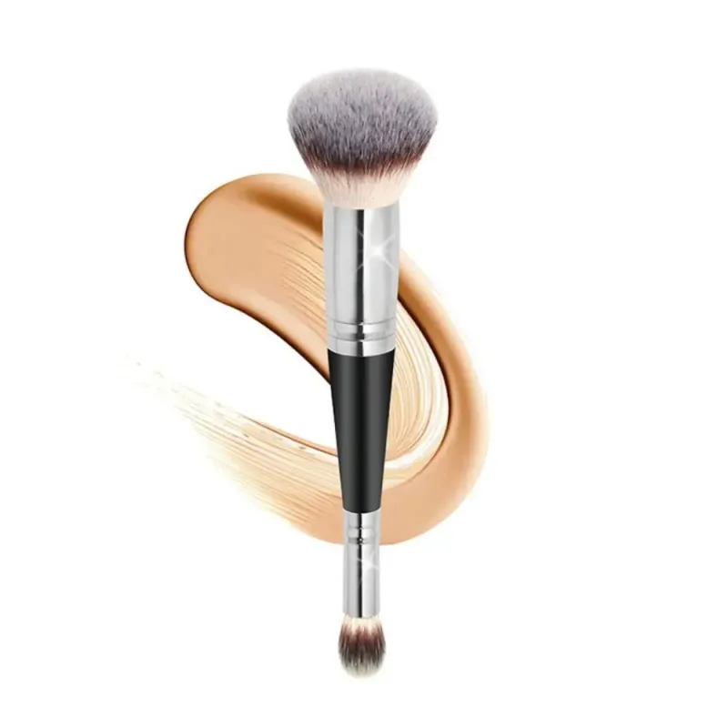 Rounded Taperd Dual-ended Foundation Brush Short Hair Flawless Makeup Brushes Oblique Concealer Brush for Liquid Cream Powder