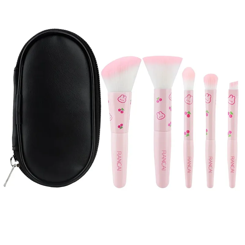 5Pcs Cute Compact Makeup Brush Set na May Case Premium Brush para sa Flawless Foundation Blush Eyeshadow Application Beauty Tools — image 12