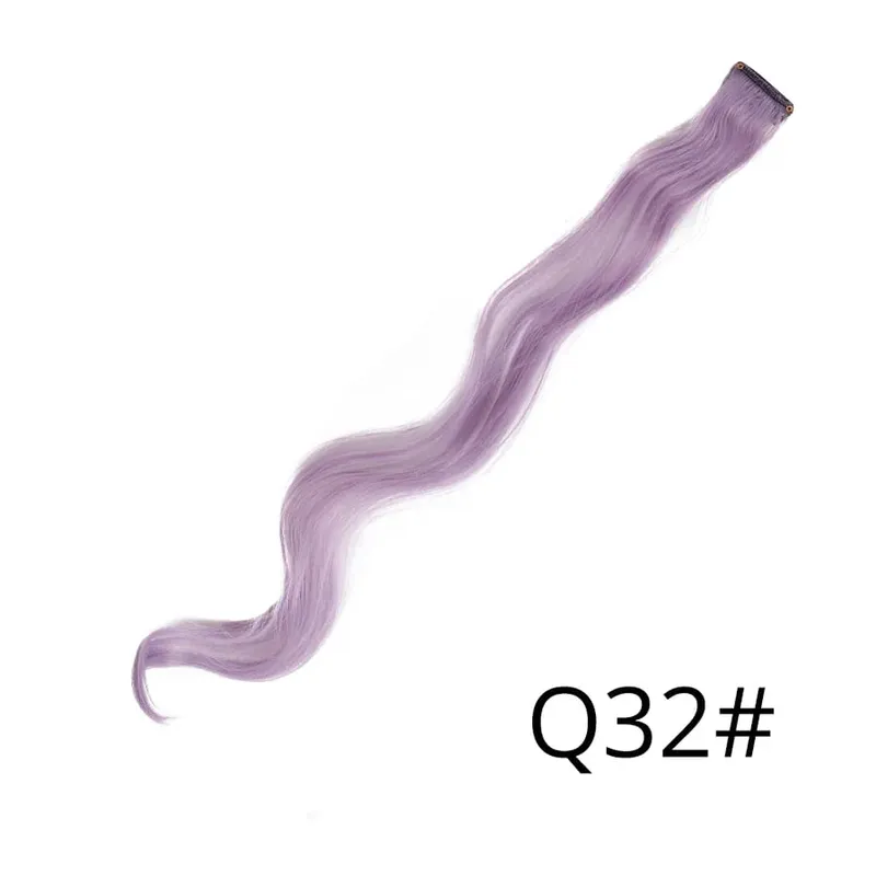 Leeons Clip In One Pieces Hair Extensions Straight Ombre Purple Blue Pink Extension Hair Women Synthetic False Fake Hair