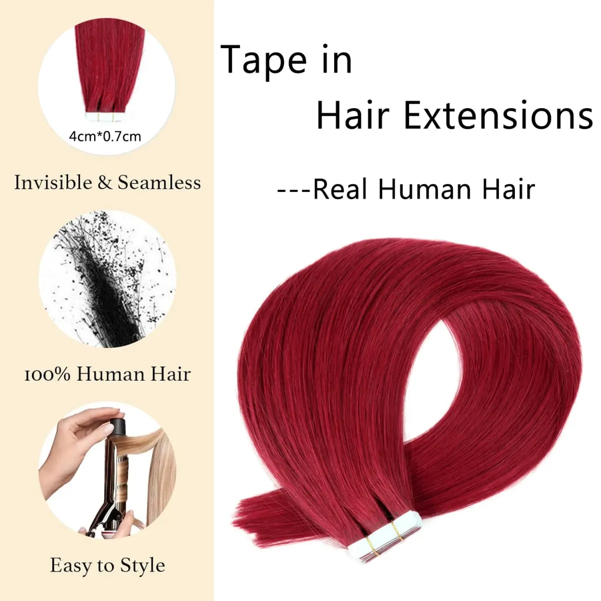 Silky Straight Tape ins Human Hair Extensions Tape in Hair Extensions Human Hair 40 Pcs/Pack Real Human Hair Tape in Extensions