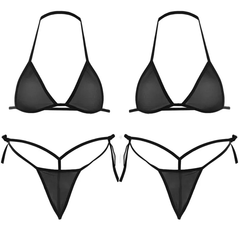 Set Lingerie Seksi Wanita 2 Buah Set Bra Tanpa Kawat Jaring Ultratipis Lingerie Set Pakaian Dalam Eksotis Transparan Wanita Ultra Panas — image 11
