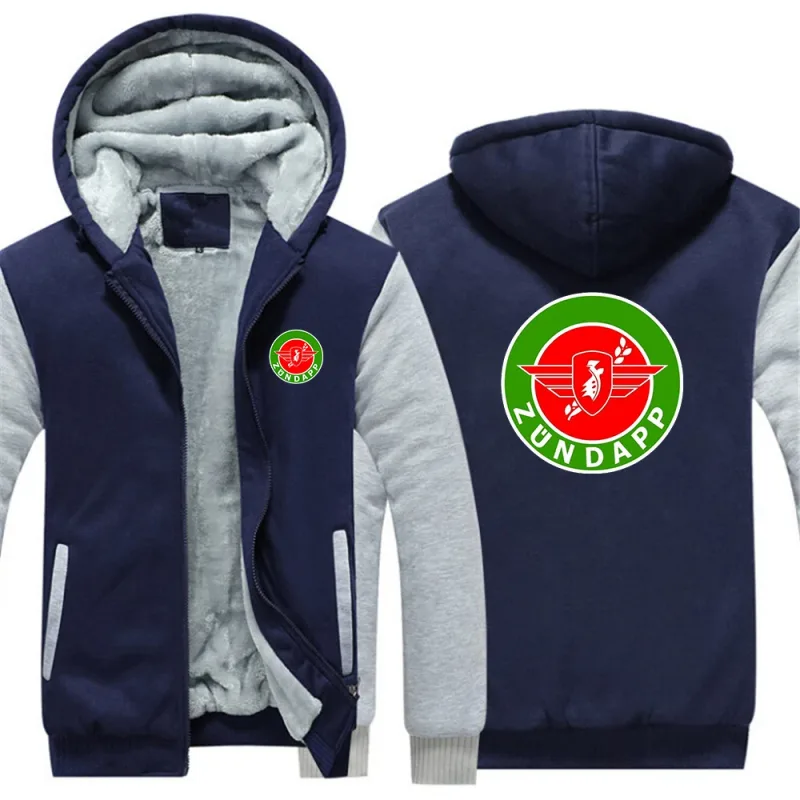 Men's Jackets Winter Hooded Warm Coat 2026 Zundapp Motorcycles Logo Print Plush Casual Thicken Lined Fleece Clothing Hoodies