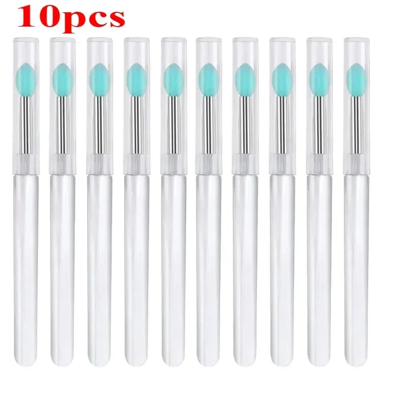 3/5/10Pcs Soft Silicone Lipstick Brush Lip Stick Applicator Portable Clear Handle Clean Microbrush Lipgloss Beauty Tool