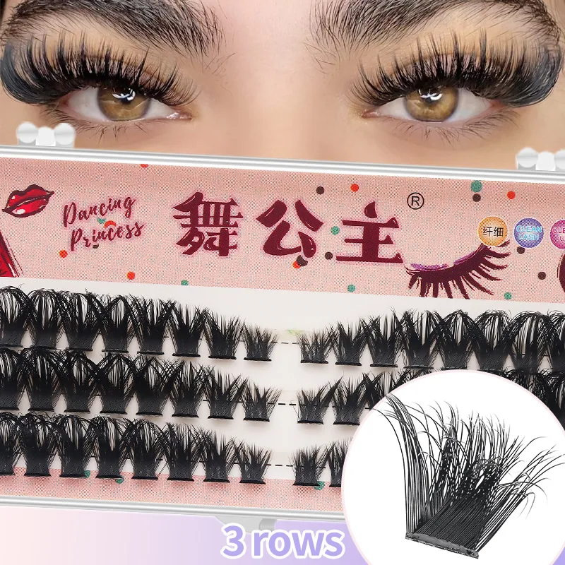3 Rows DIY Thick Individual Cluster Lash Extensions Segmented Natural Lash Clusters Eye Style Self-graft Lashes Makeup
