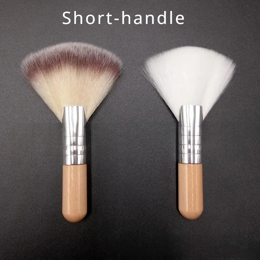 Mini Makeup Brush Gentle Esthetician Cleaning Cosmetic Small White Short Wooden Handle Synthetic Fiber Fan Brushes For Facial — image 5