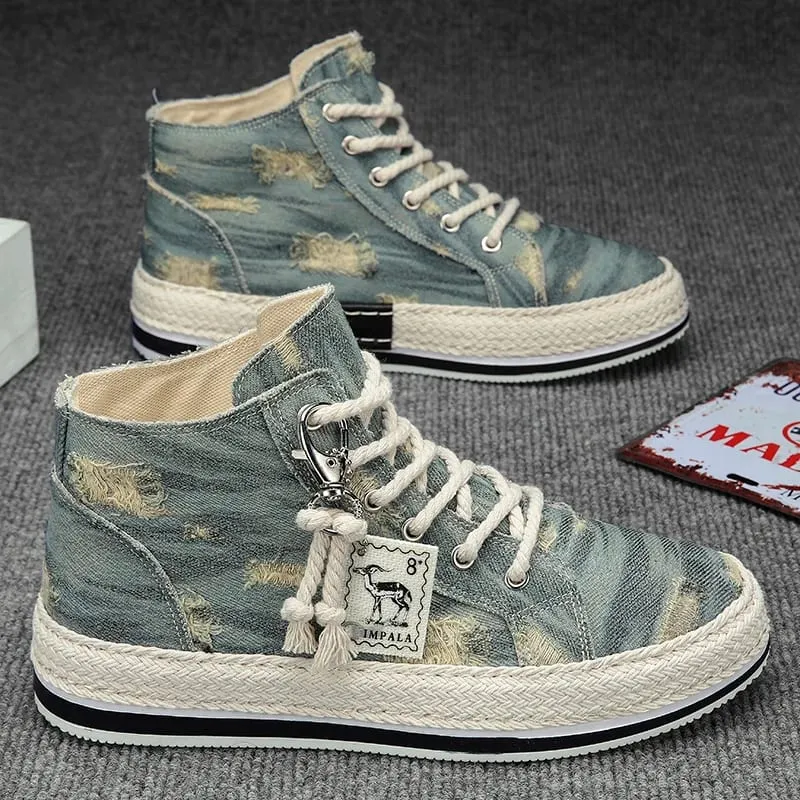 Men's Lightweight High-Top Canvas Sneakers Outdoor Casual Sports Shoes for Men