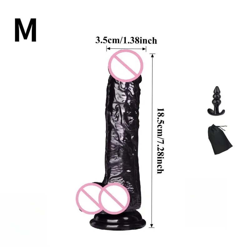 กันน้ำสมจริงสีดำDildo Masturbators Analเกย์Soft Clitorisนวดช่องคลอดอวัยวะเพศชายดูดถ้วยDickเพศของเล่นสำหรับผู้หญิง