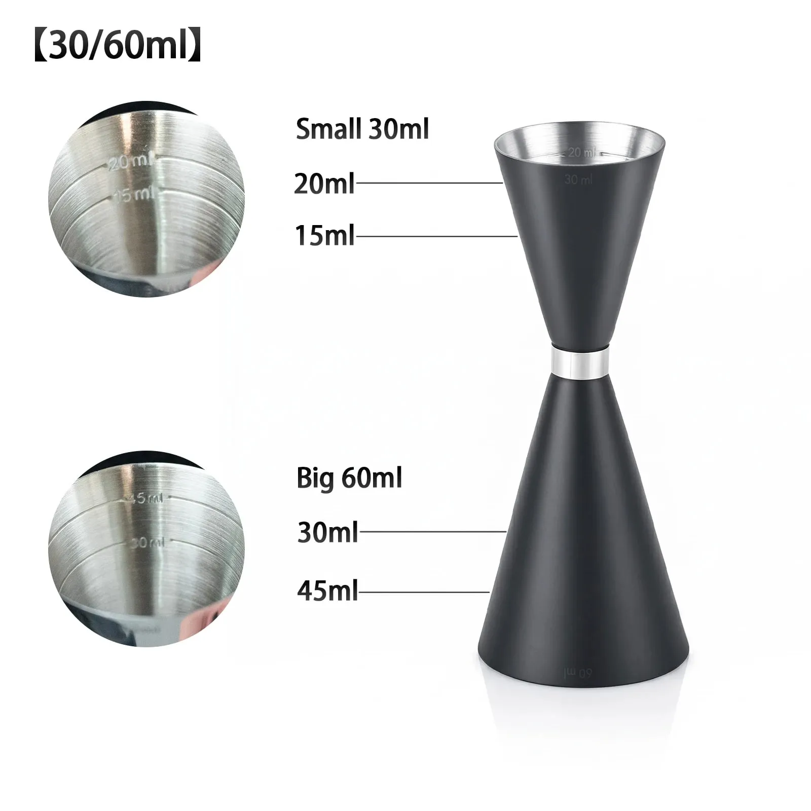 30/45/60/90ml Measuring Cup 304 Stainless Steel Measure Cup Cocktail Shot Drink Spirit Jigger Mixed Beaker Liquid Measuring Cups — image 17
