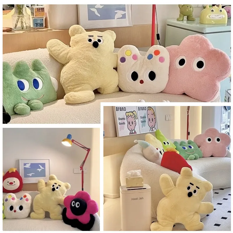 Celebrity Girly Flower Pillow Sofa Decor Kawaii Cat Bear Cushion Stuffed Animals Rainbow floral hoop Bunny Plush Toy Christmas