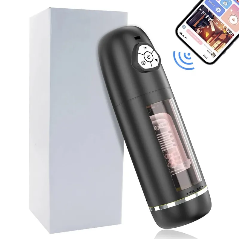 Fully Automatic APP Male Rotary and Telescopic Masturbation Device Penile Desensitization Delay Training Device Adult Sex Toys