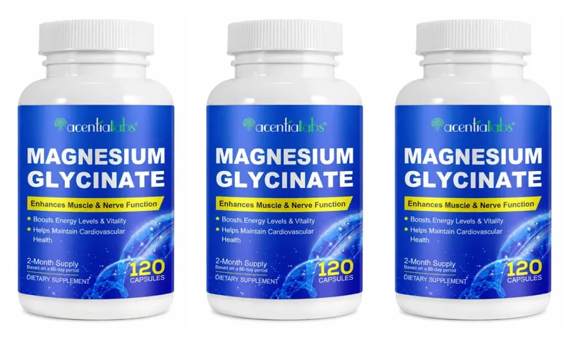 Acentiallabs Magnesium Glycinate 120 Capsules - Pure Organic Vegetarian Supports Bone Health Sleep & Muscle Nerve Support