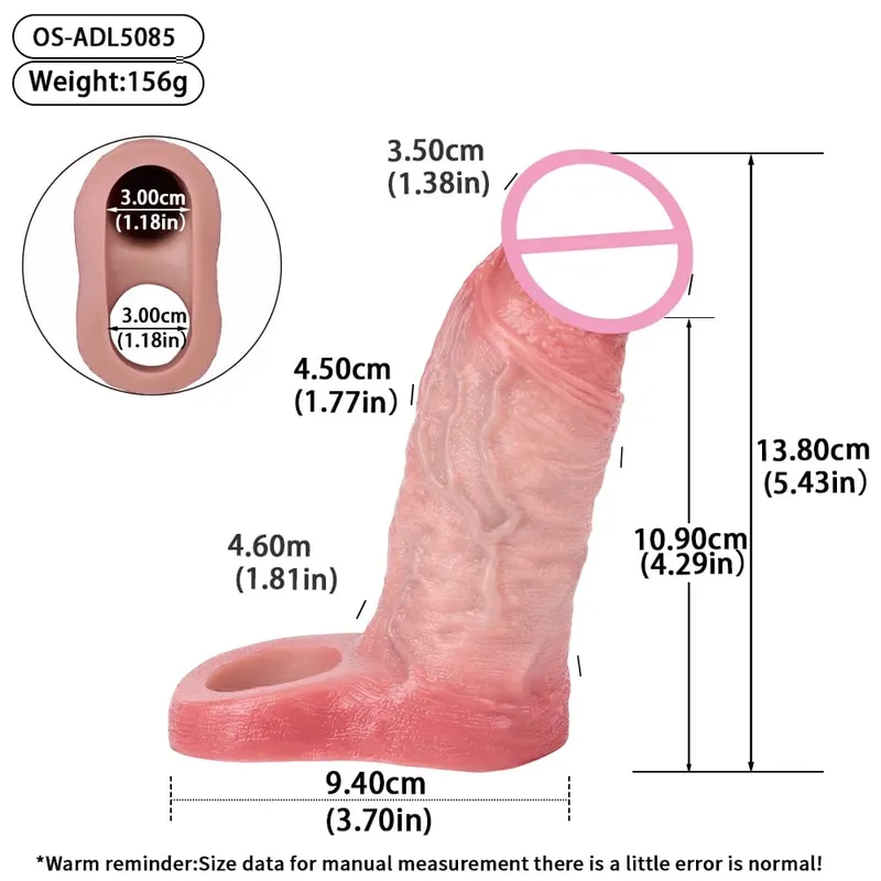 Penis Extender Device Cover Sleeve Girth Enhancement Pleasure Dildo Sheath Adult Sex Toys For Men Reusable Condom 18+