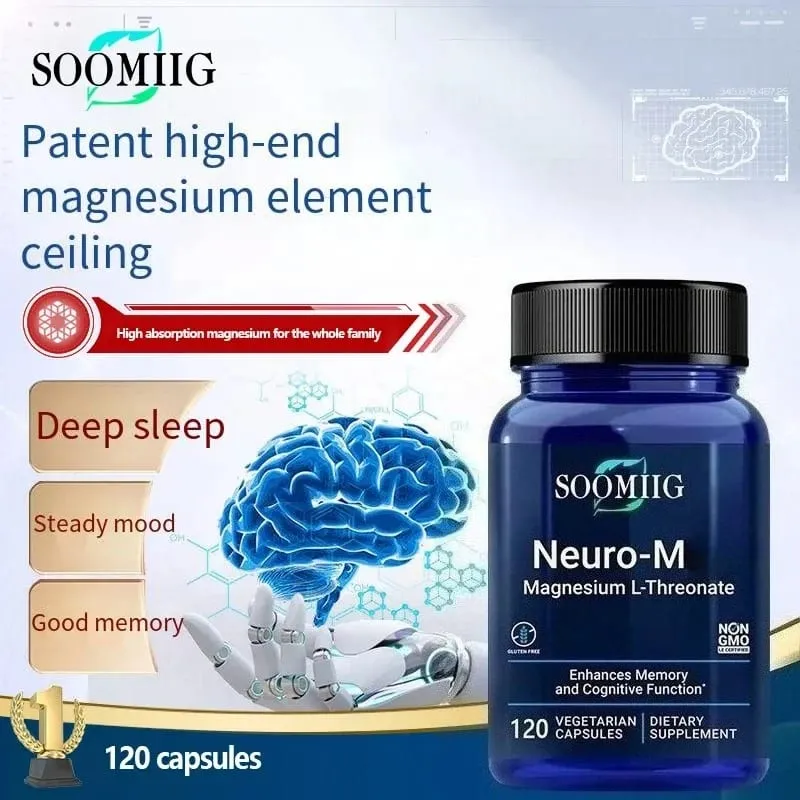 Soomiig Magnesium L-Threonate - Promotes Brain Health Enhances Memory Concentration & Cognition Boosts Nerve Energy