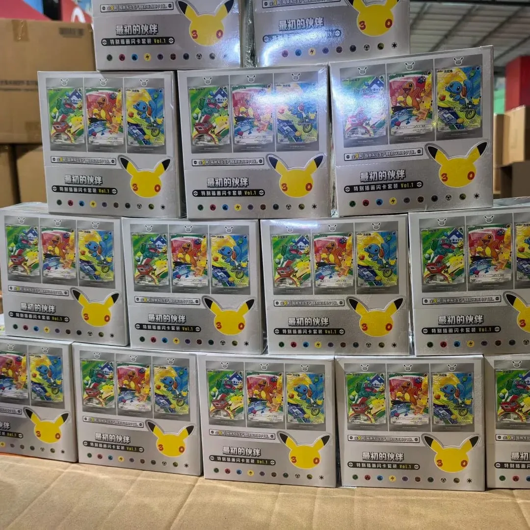 Hot 100% oficiální Pokémon 30. výročí Box Set Zjednodušená čínská PTCG Gem Pack Originální partneři Speciální ilustrační karty — image 4