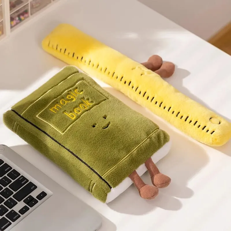 Kawaii Stationery Commodity Plush Toy Stuffed Humanoid Ruler Book Pencil Sharpener Eraser Pillow Decoration Gift
