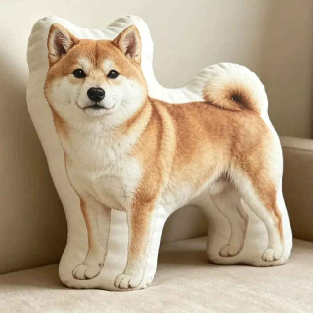 Dog Shaped Pillow Animal Throw Pillow Decorative Animal Pillow PP Cotton Filling Shiba Dog Cushion Contoured Shape