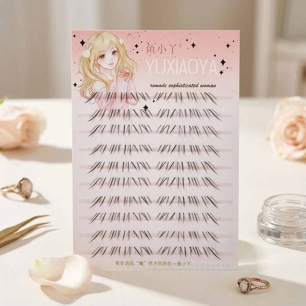 10 Rows Synthetic Fiber Lower Eyelashes Daily Makeup Natural C Curl Foxes Lashes Thin Band Glittery Eye Lash Eye Tail Elongated